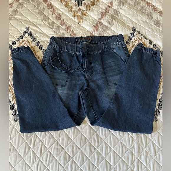 Jean Joggers for Women Denim Ripped Loose High Waisted Stretch Drawstring. Sz 10 - Picture 3 of 11